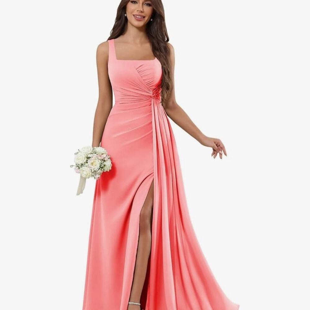 Chiffon Coral Evening Gown